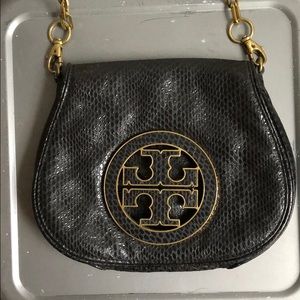 Tory Burch Black Snakeskin Crossbody / RARE